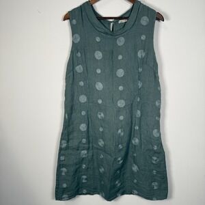 Women's Lina Tomei Sleeveless Dress Collar Muted Teal XL Casual Artsy